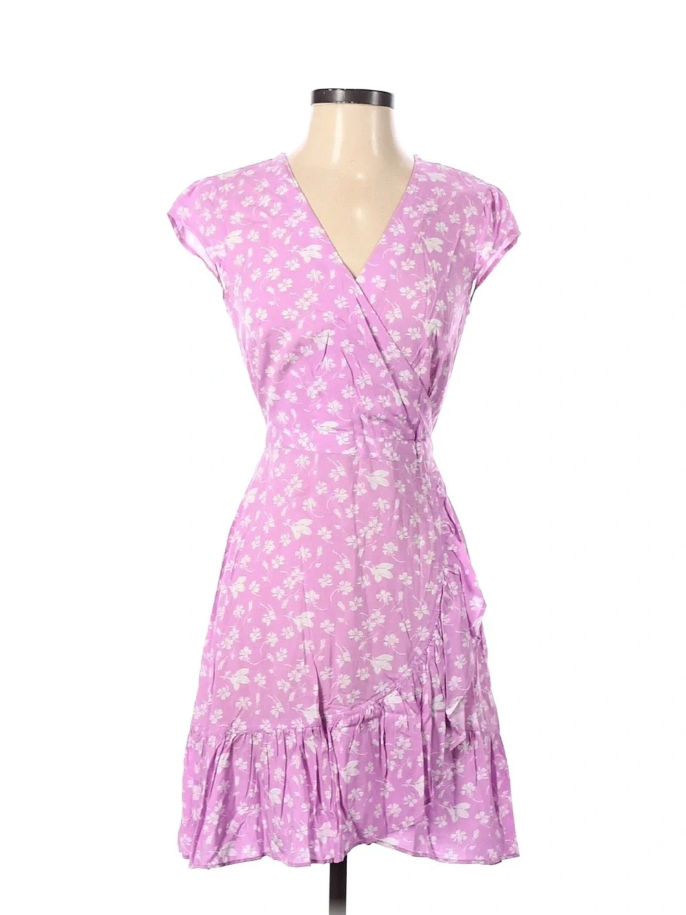 J.Crew Ruffle-Front Mini Dress in bubblegum pink floral print